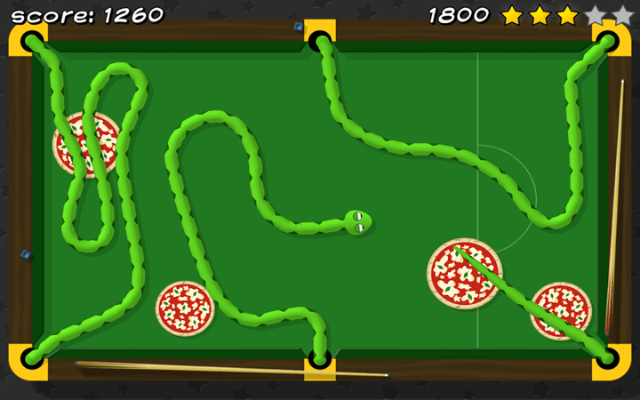 Pizza Snake screenshot - Level 6: Snooker