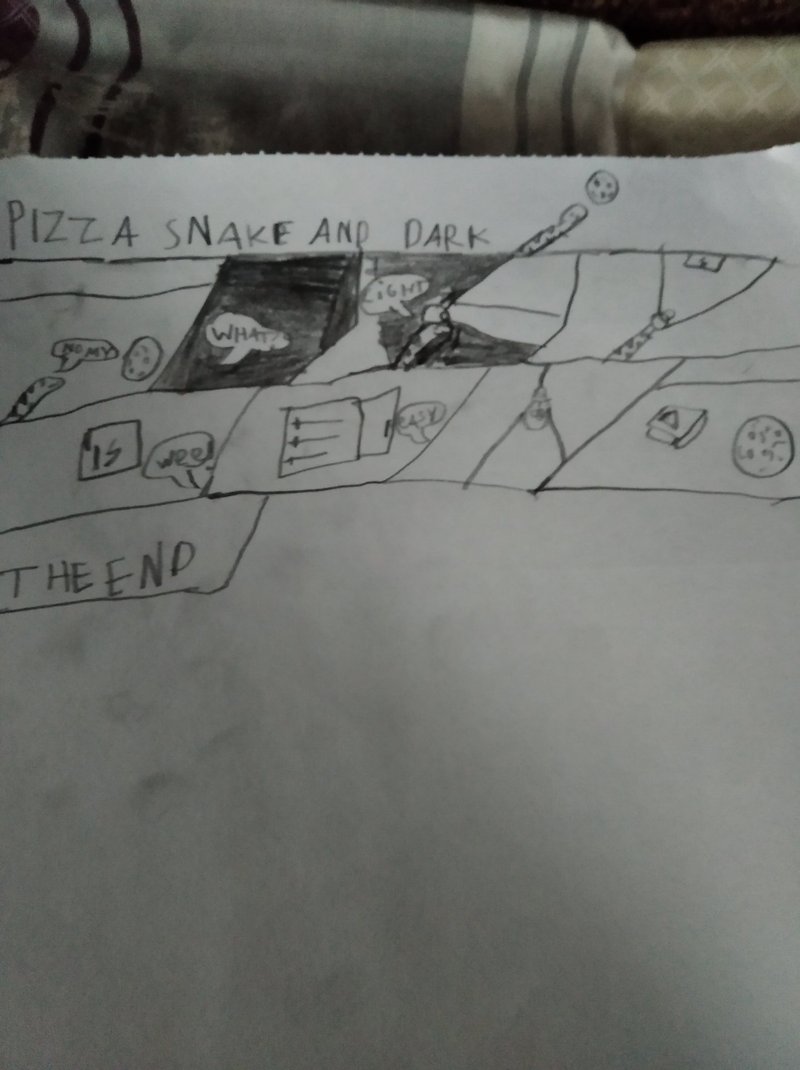 Drawing: Pizza Snake in dark